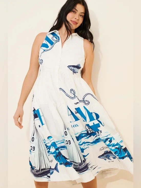 Maeve by Anthropologie Sleeveless Midi Shirt Dress - Picture 2 of 8